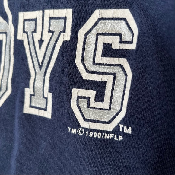 90’s Vintage NFL Dallas Cowboys Navy Blue Short Sleeve Graphic Tee Shirt - Picture 4 of 6